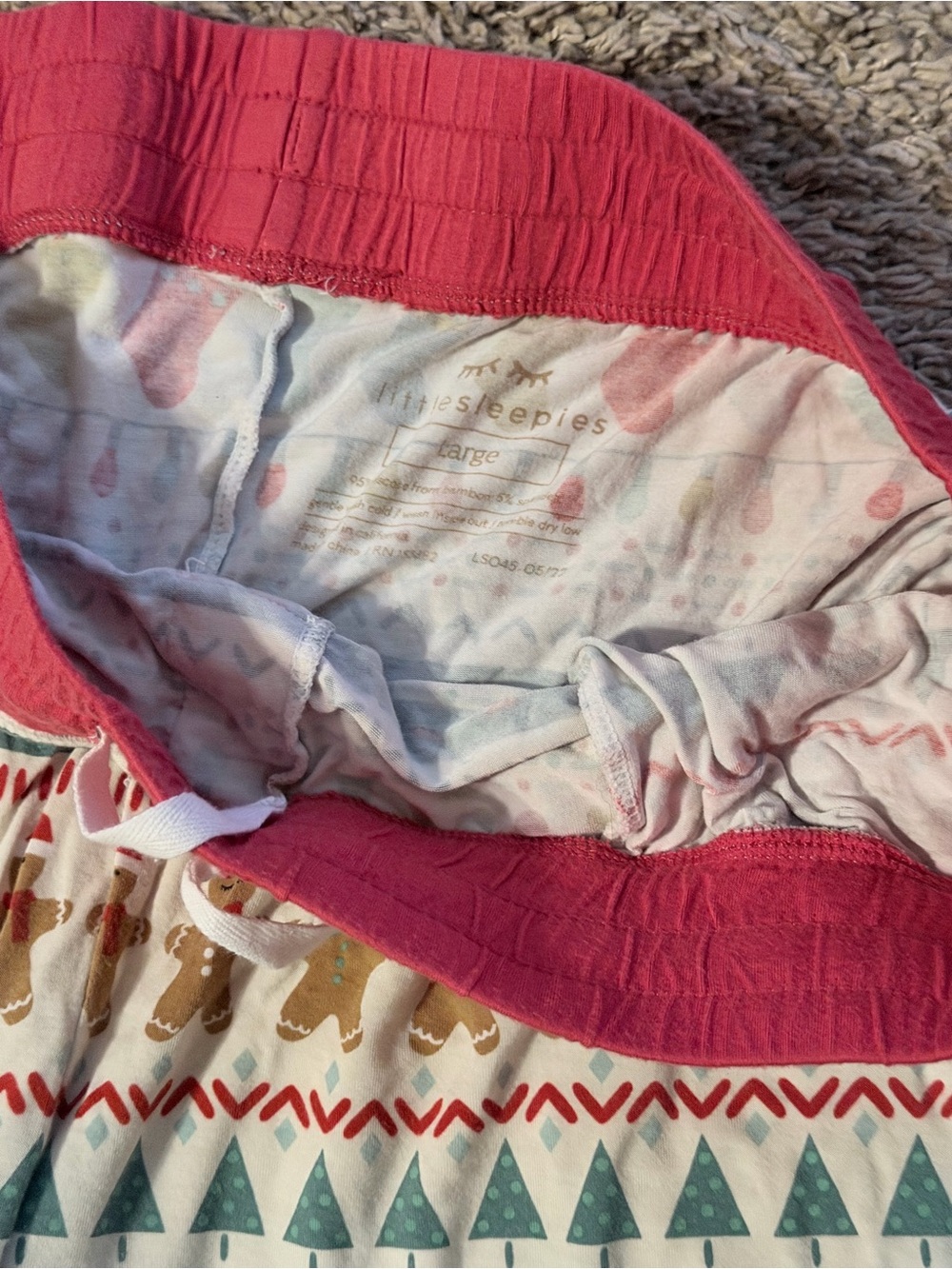 Little Sleepies Holiday Tree & Gingerbread Pajama Bottoms - Pink Waistband
